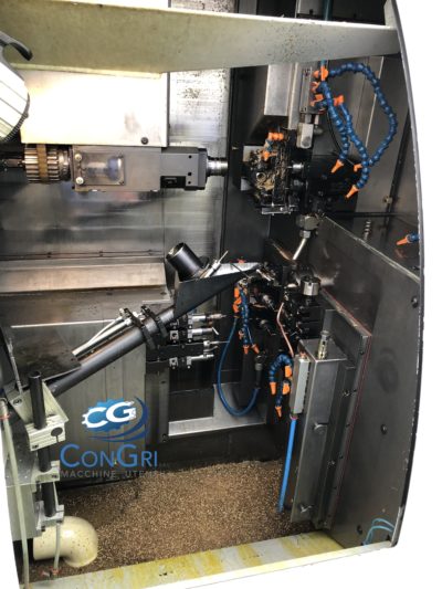 Model Deco 13 sliding headstock lathe by Tornos complete with Genius 226 bar feeder by Iemca - Image 6