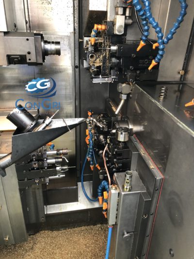 Model Deco 13 sliding headstock lathe by Tornos complete with Genius 226 bar feeder by Iemca - Image 4