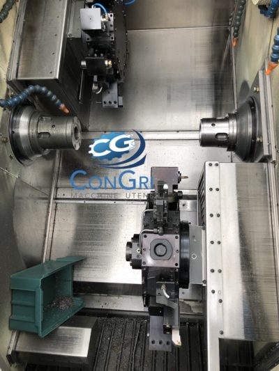 Tornio CNC 4 assi con due torrette Graziano Twin 50 da barra completo di caricatore di spezzoni LNS - immagine 3